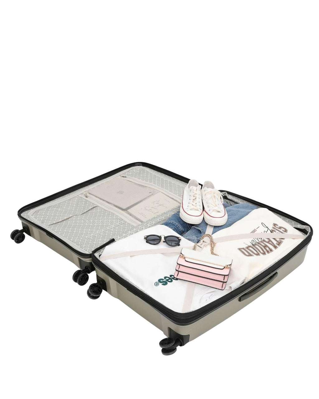 Tosca Space-X Expandable Hardside Large Spinner Suitcase - 76cm - Champagne Interior Image 4