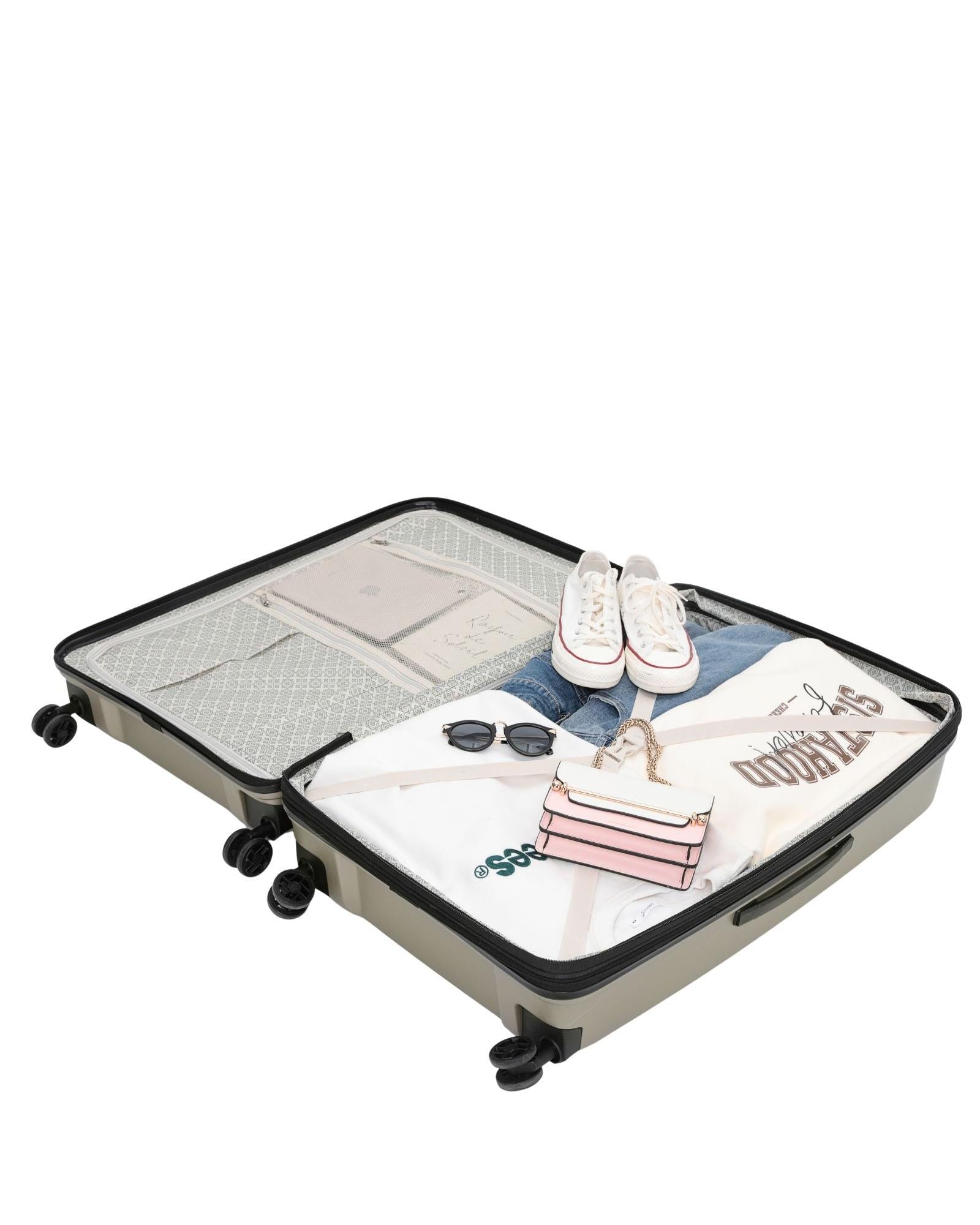 Tosca Space-X Expandable Hardside Large Spinner Suitcase - 76cm - Champagne Interior Image 4