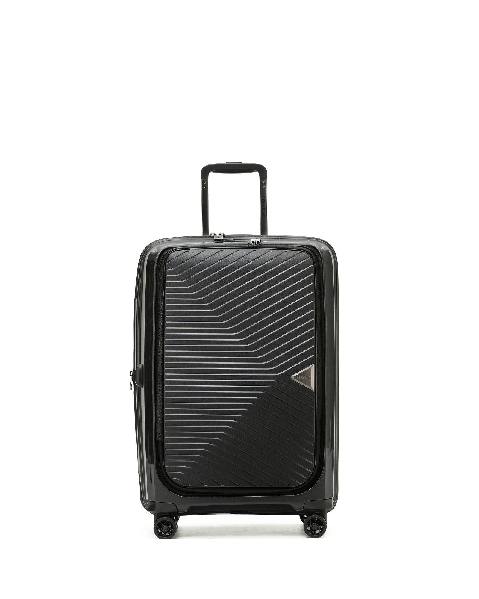 Tosca Space-X Expandable Hardside Medium Spinner Suitcase - 66cm - Black Front Image 2