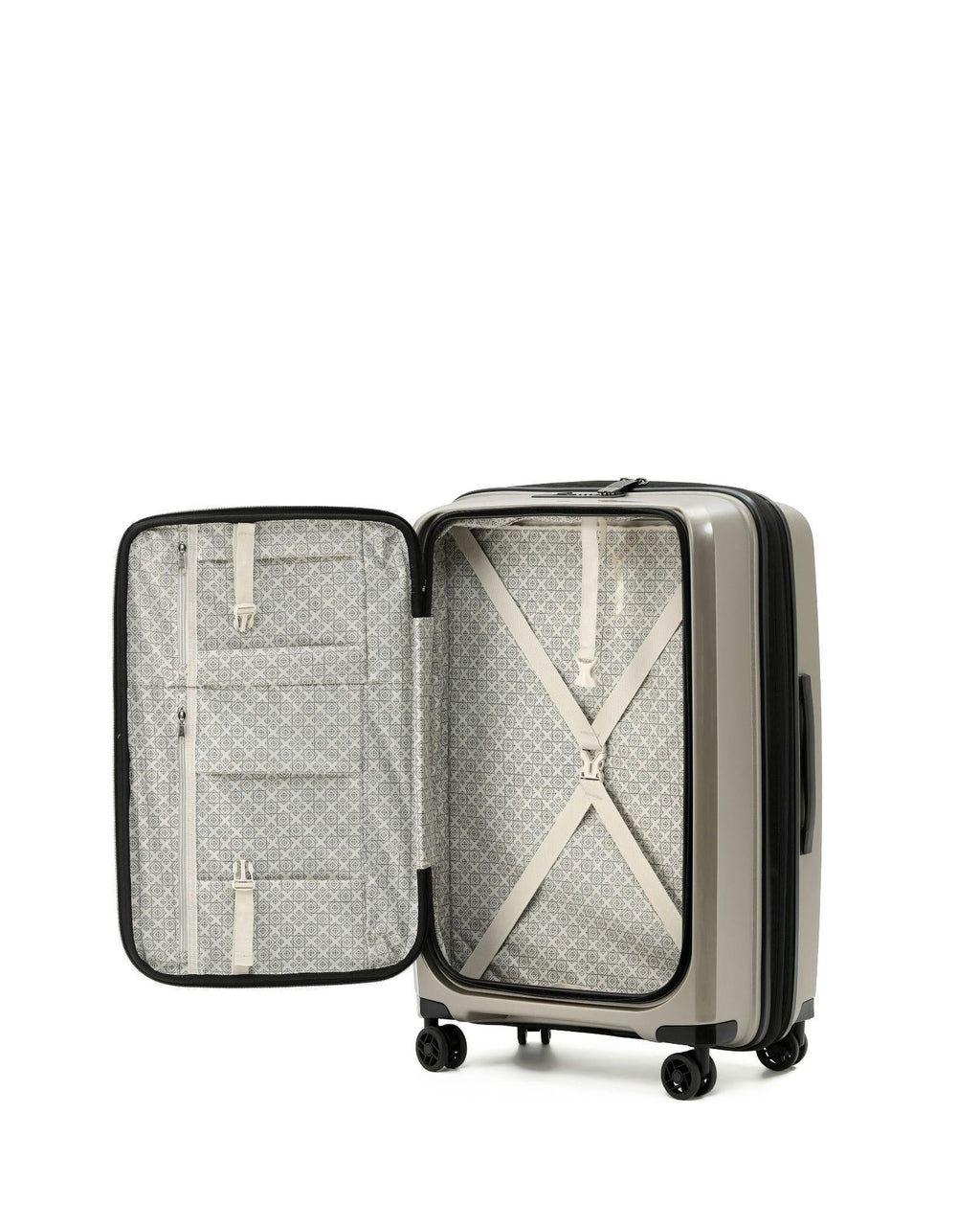 Tosca Space-X Expandable Hardside Medium Spinner Suitcase - 66cm - Champagne Interior Front Image 3