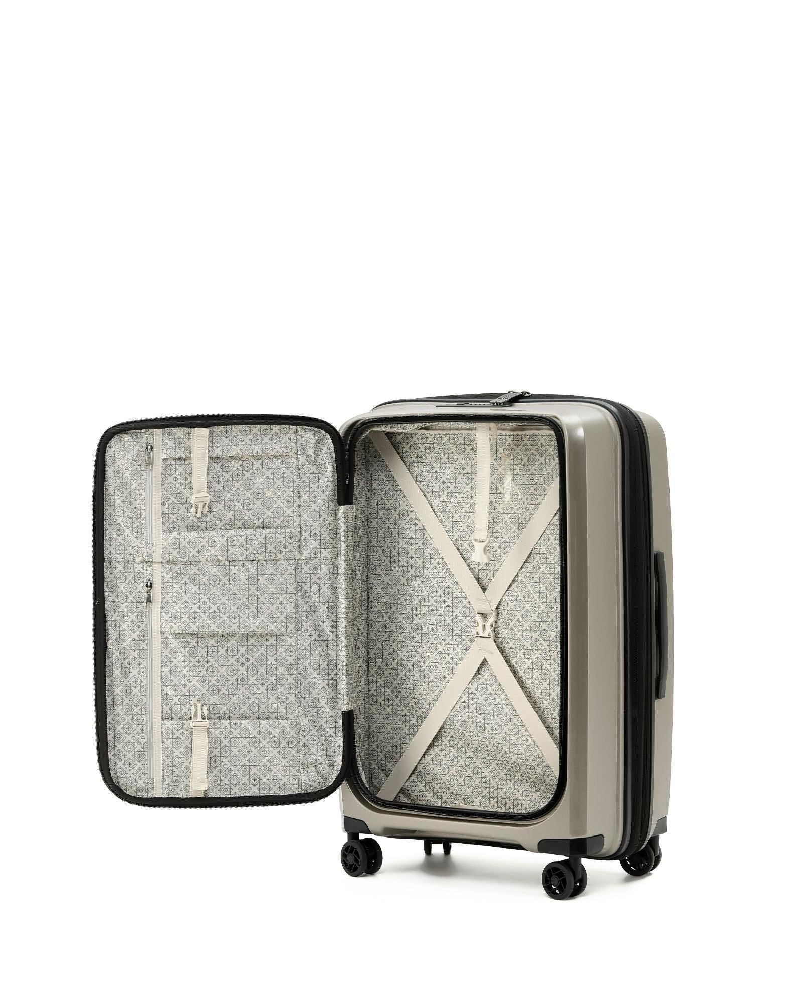 Tosca Space-X Expandable Hardside Medium Spinner Suitcase - 66cm - Champagne Interior Front Image 3