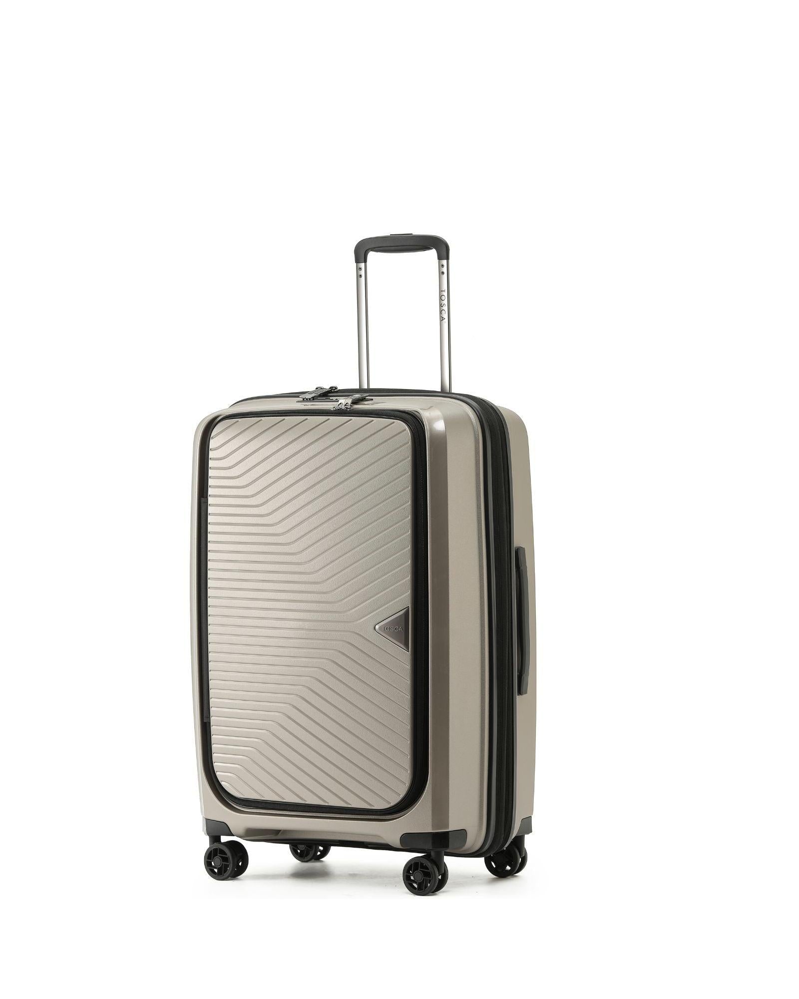 Tosca Space-X Expandable Hardside Medium Spinner Suitcase - 66cm - Champagne Front Left Image 1