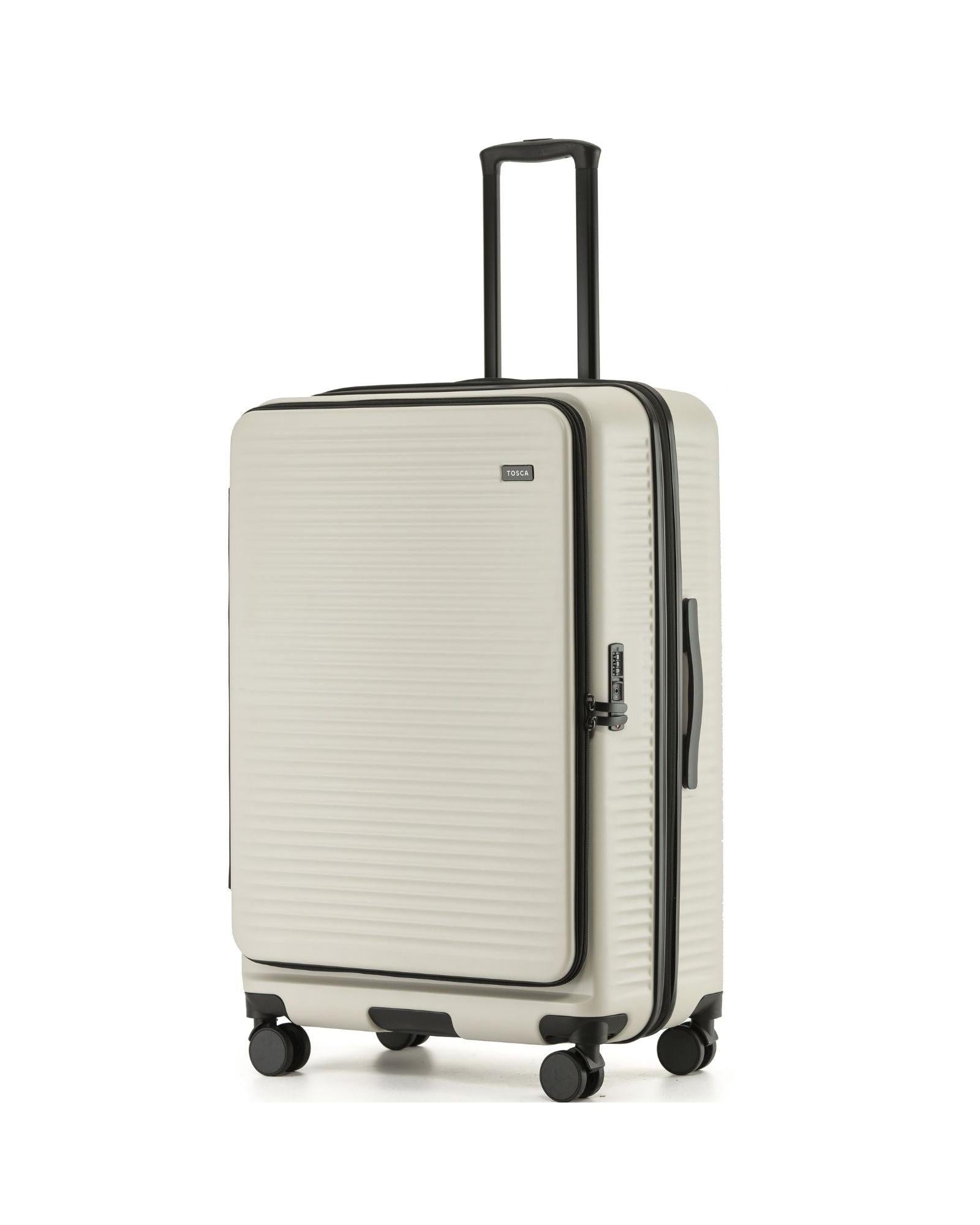 Tosca Zen Front Opening Hardside Large Spinner Suitcase - 77cm - Stone Front Right Image 1