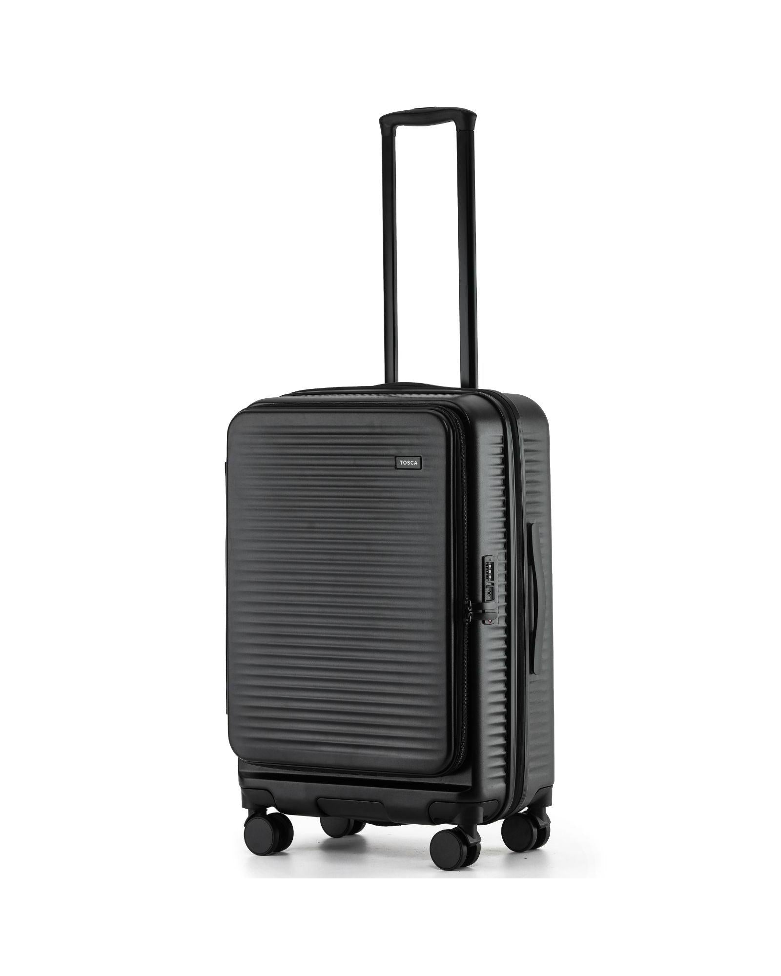 Tosca Zen Front Opening Hardside Medium Spinner Suitcase - 65cm - Black Front Right Image 1