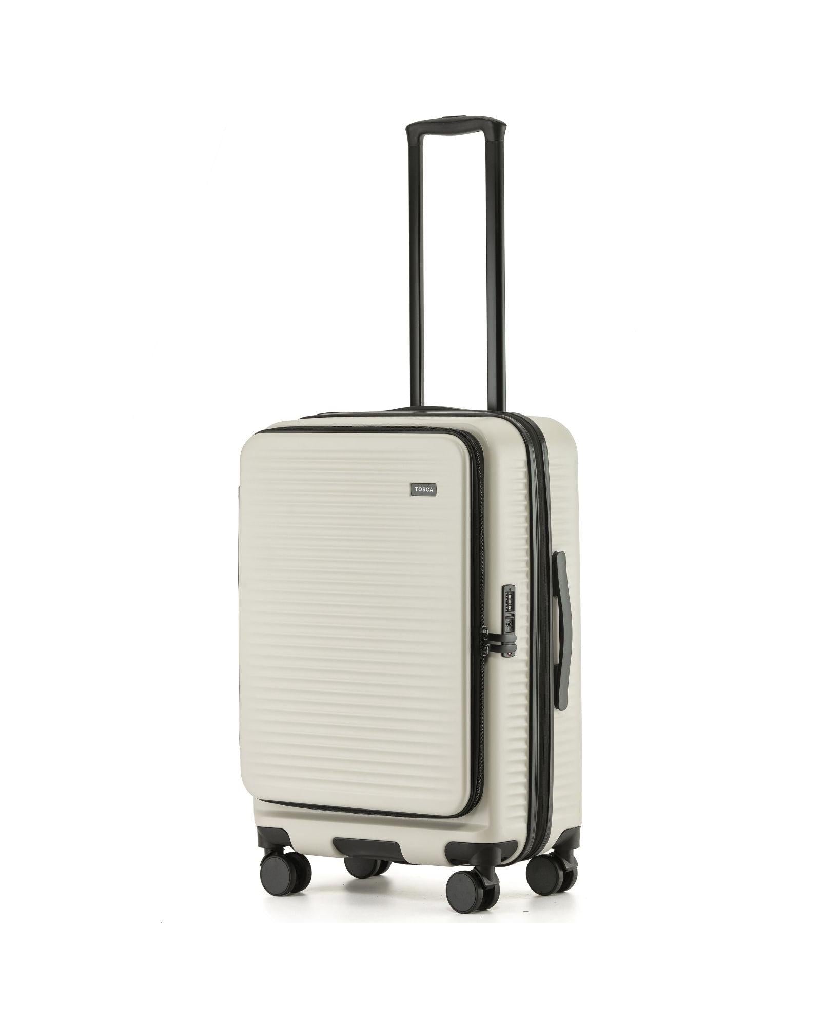 Tosca Zen Front Opening Hardside Medium Spinner Suitcase - 65cm - Stone Front Right Image 1