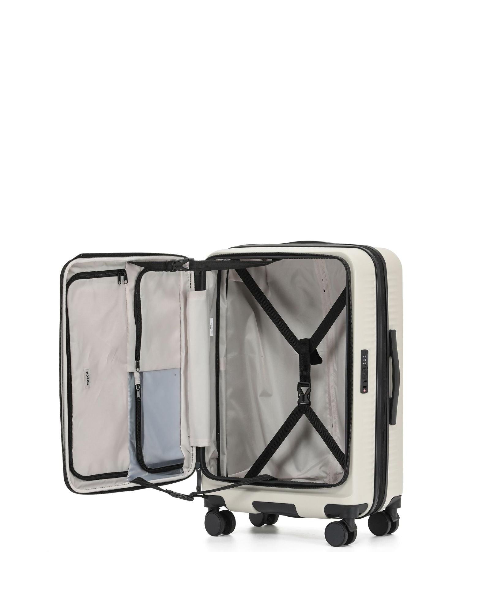 Tosca Zen Front Opening Hardside Medium Spinner Suitcase - 65cm - Stone Interior Front Image 3
