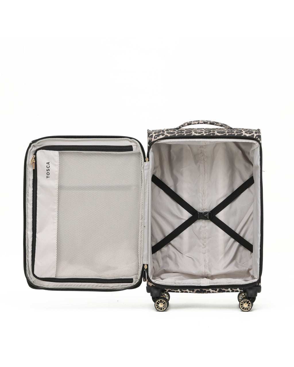 Tosca So Lite Expandable Softside Medium Spinner Suitcase - 67cm - Leopard