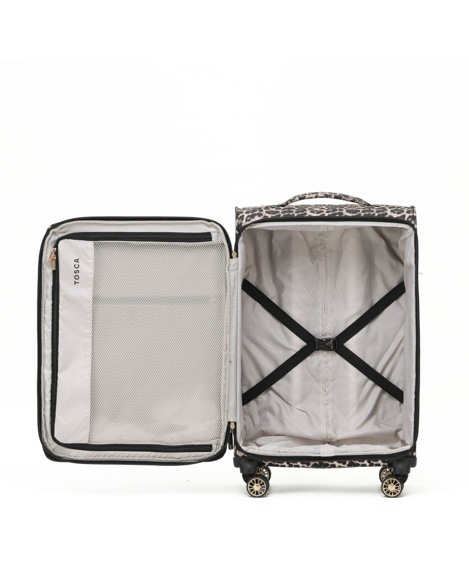 Tosca So Lite Expandable Softside Medium Spinner Suitcase - 67cm - Leopard