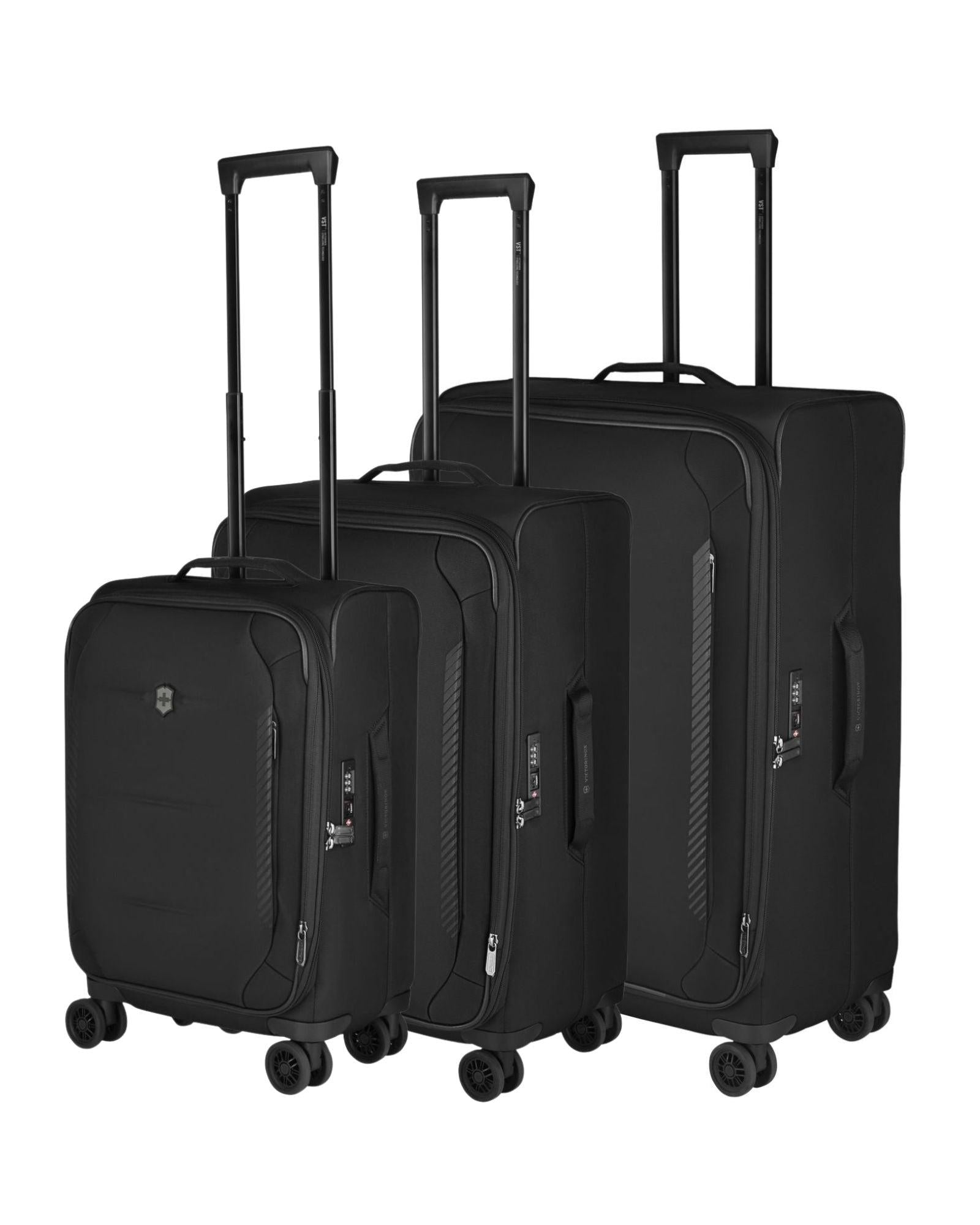 Victorinox Crosslight Softside 3 Piece Spinner Suitcase Set Black Front Right Image 1