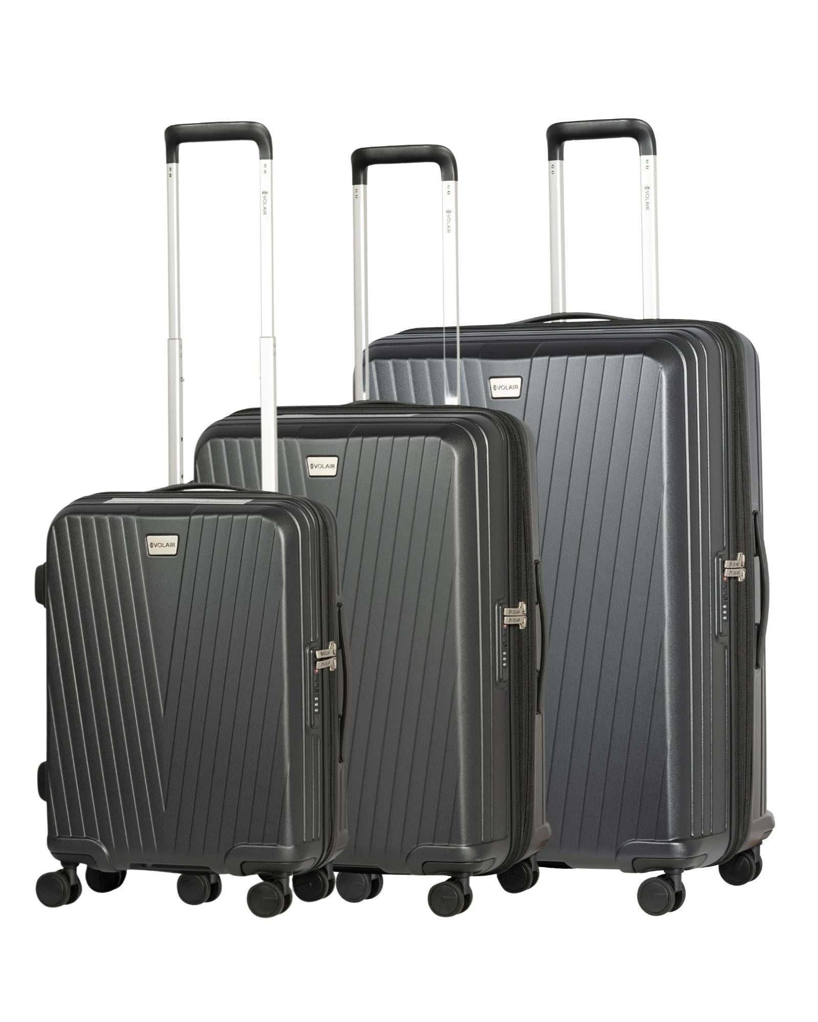 Volair Vmax Expandable Hardside 3-Piece Spinner Luggage Set - Black Front Right Image 1
