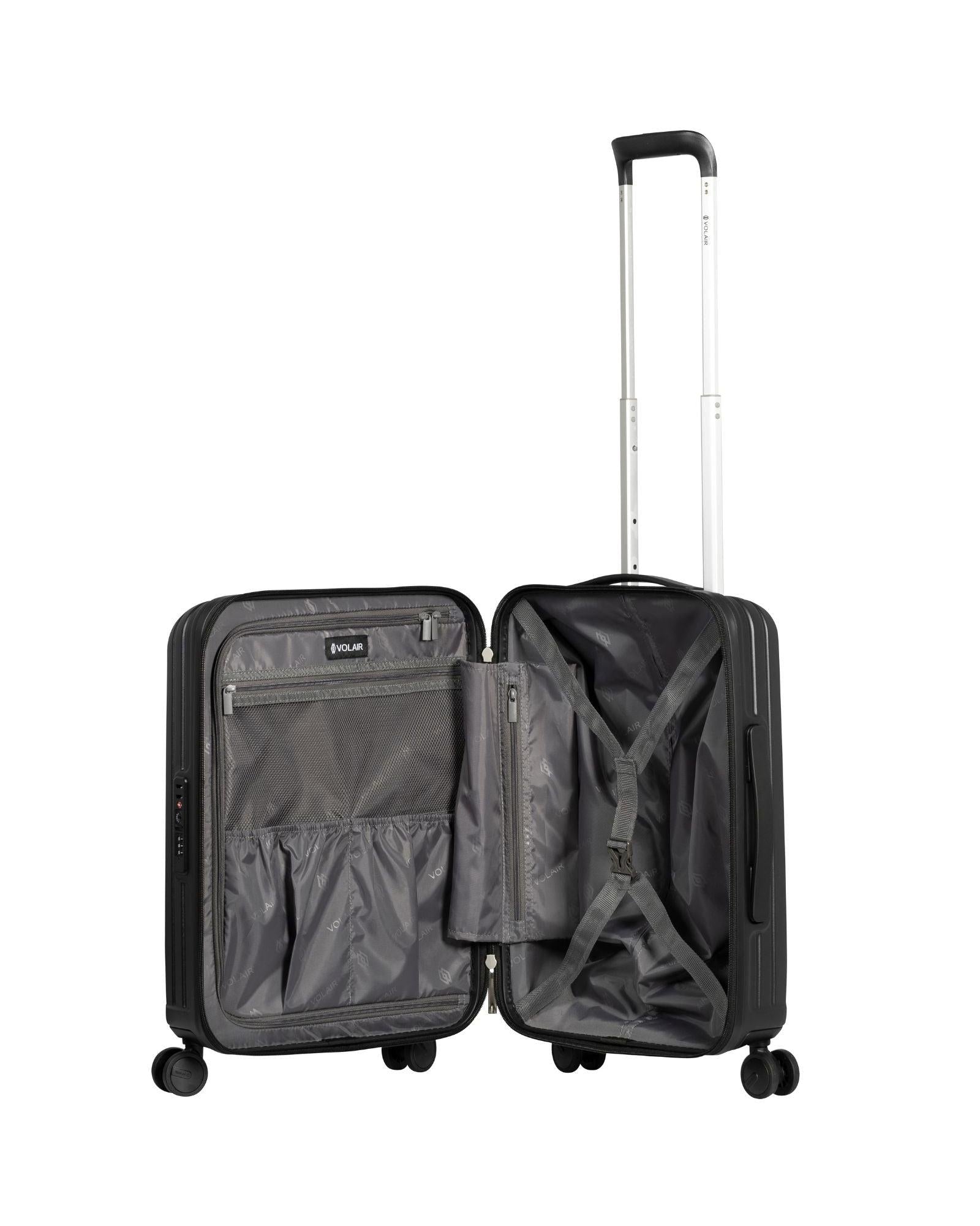 Volair Vmax Expandable Hardside Carry-On Spinner Suitcase - 55cm - Black Interior Image 5