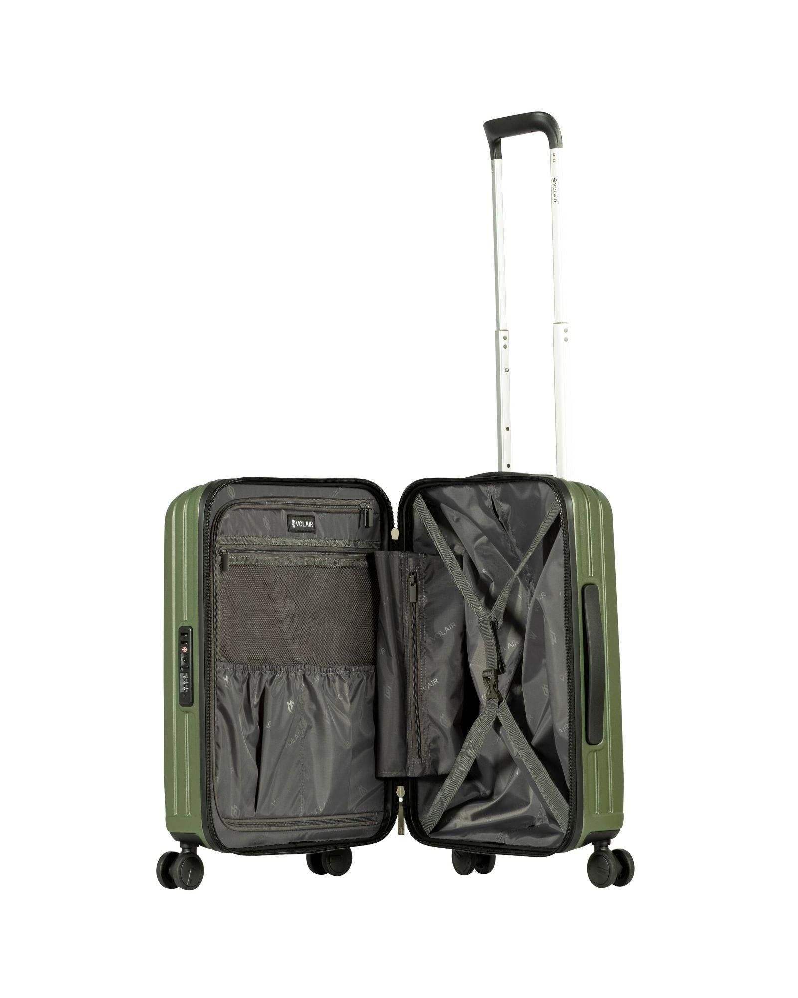 Volair Vmax Expandable Hardside Carry-On Spinner Suitcase - 55cm - Chive Green Interior Image 5