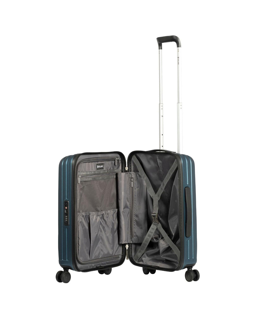 Volair Vmax Expandable Hardside Carry-On Spinner Suitcase - 55cm - Steel Blue Interior Image 5