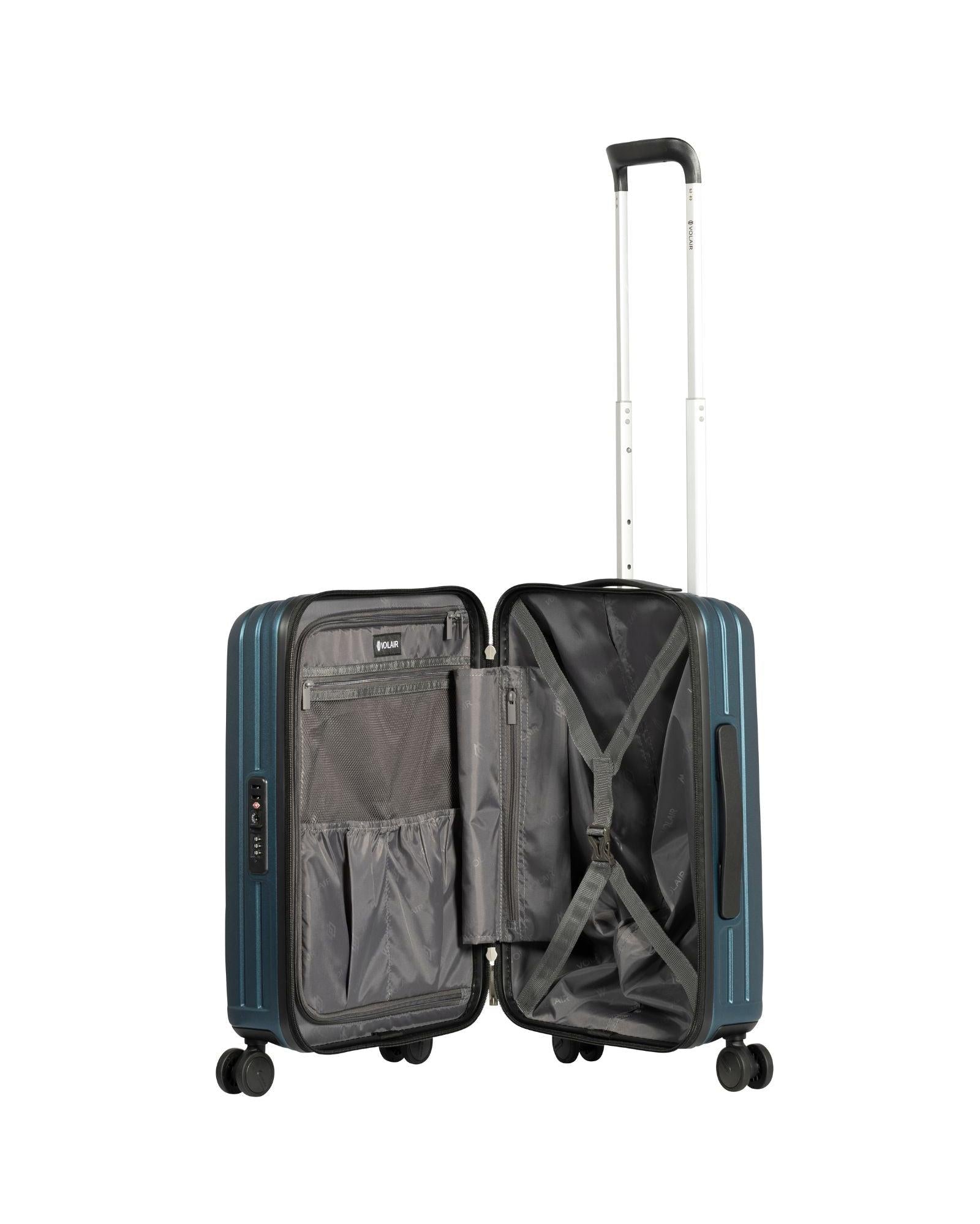 Volair Vmax Expandable Hardside Carry-On Spinner Suitcase - 55cm - Steel Blue Interior Image 5